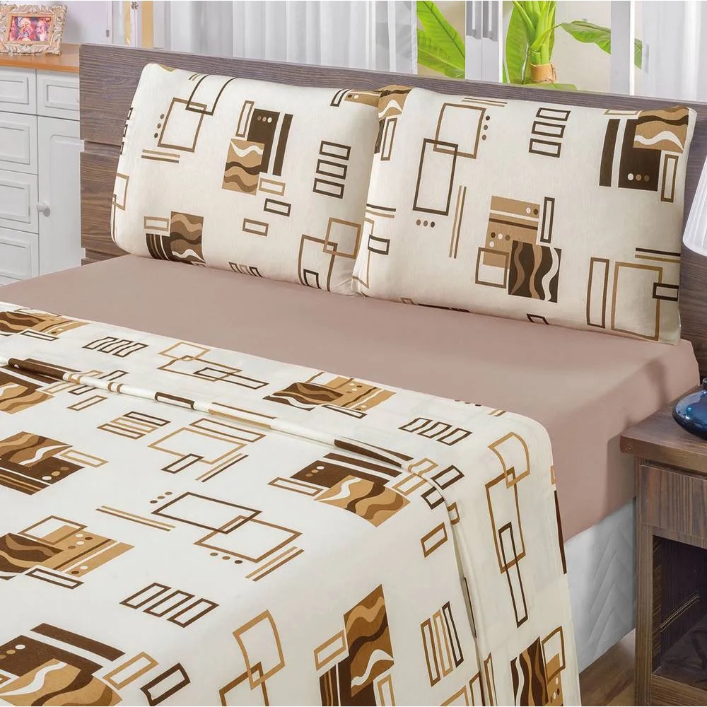 Jogo de Cama Queen 03 Peças Microfibra Estampada em Oferta na Shopee
