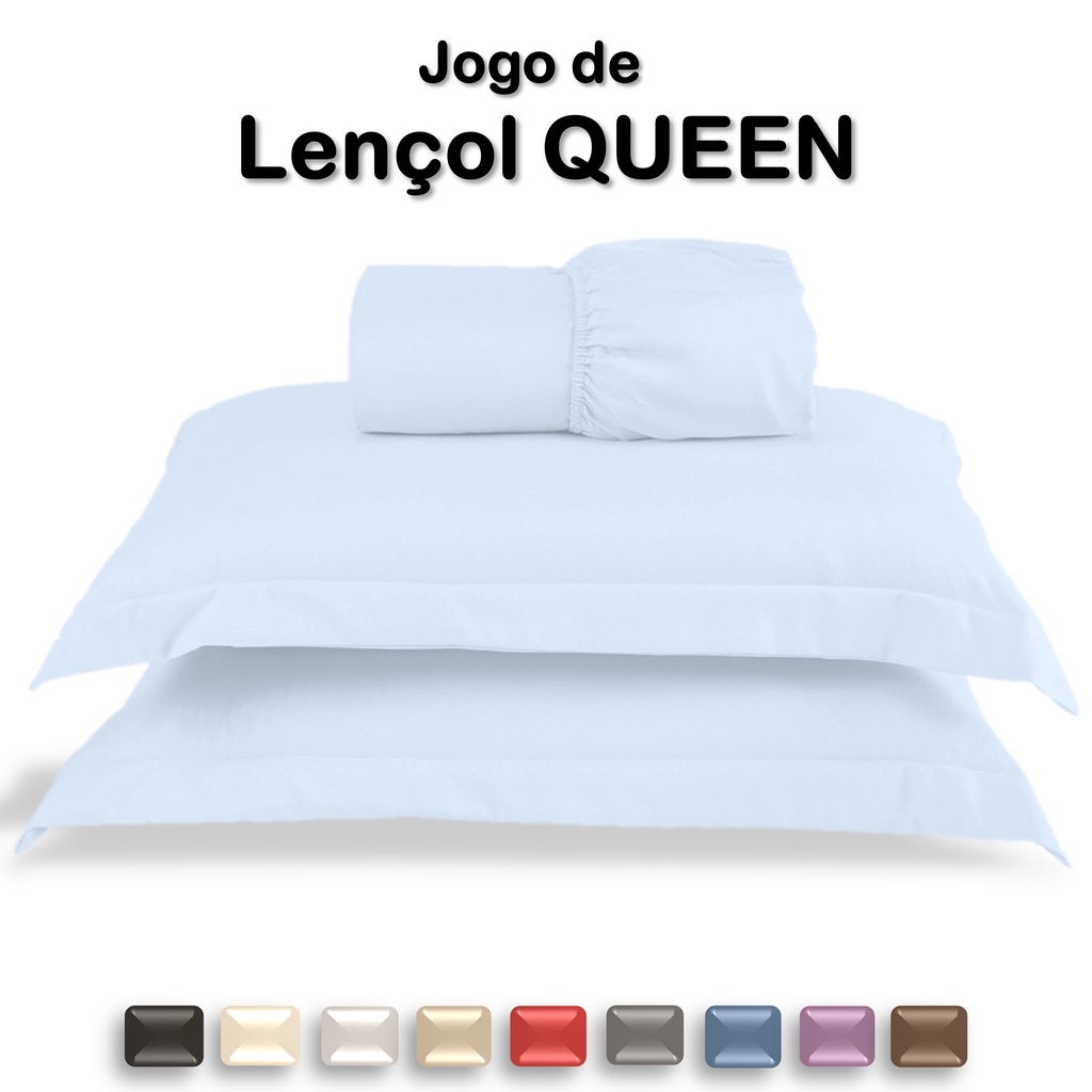 Jogo de cama para casal QUEEN com elástico em toda volta 3 Pc Micropercal toque macio como pessego