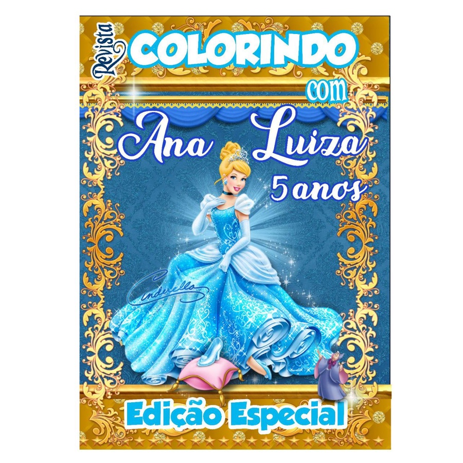 Livro De Colorir Personalizado / Revistinha de Colorir  - Cinderela