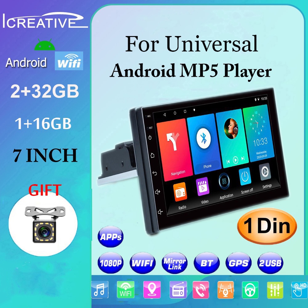 Icreative Quente 1 Din Android Universal Car Multimídia Player Rádio 7 ...