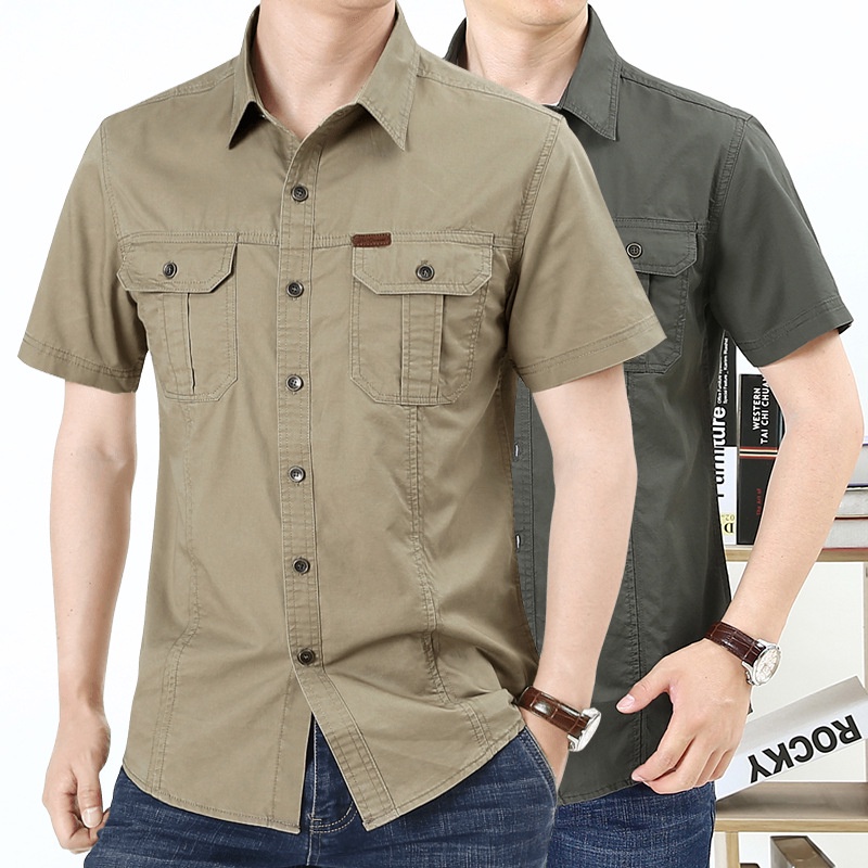 Camisa De Manga Curta Militar De Luxo Masculina Uniforme Moda Ao Ar ...