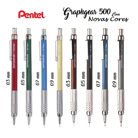 Lapiseira Profissional Pentel Graphgear 500 Todas as cores - Escorrega ...