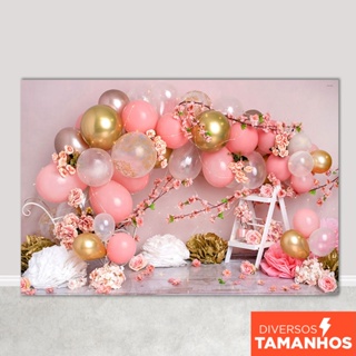 Painel Fundo Fotográfico Flores Rosa Cenário Smash The Cake Em Tecido Sublimado para Foto - FFC-677 em Oferta na Shopee