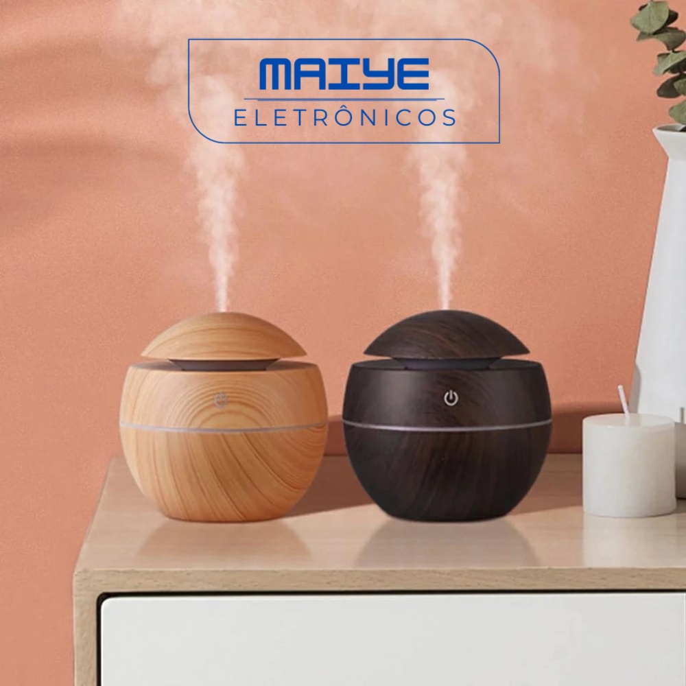 Mini Umidificador de Ar e Aromatizador de Ambientes Tipo Madeira