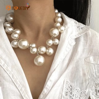 Mulher Vintage Francês Exagerar Grande Gargantilha De Pérola/Elegante Colar De Cadeia De Clavícula De Temperamento/Namoradas Festa De Casamento Jóias Presentes Acessórios