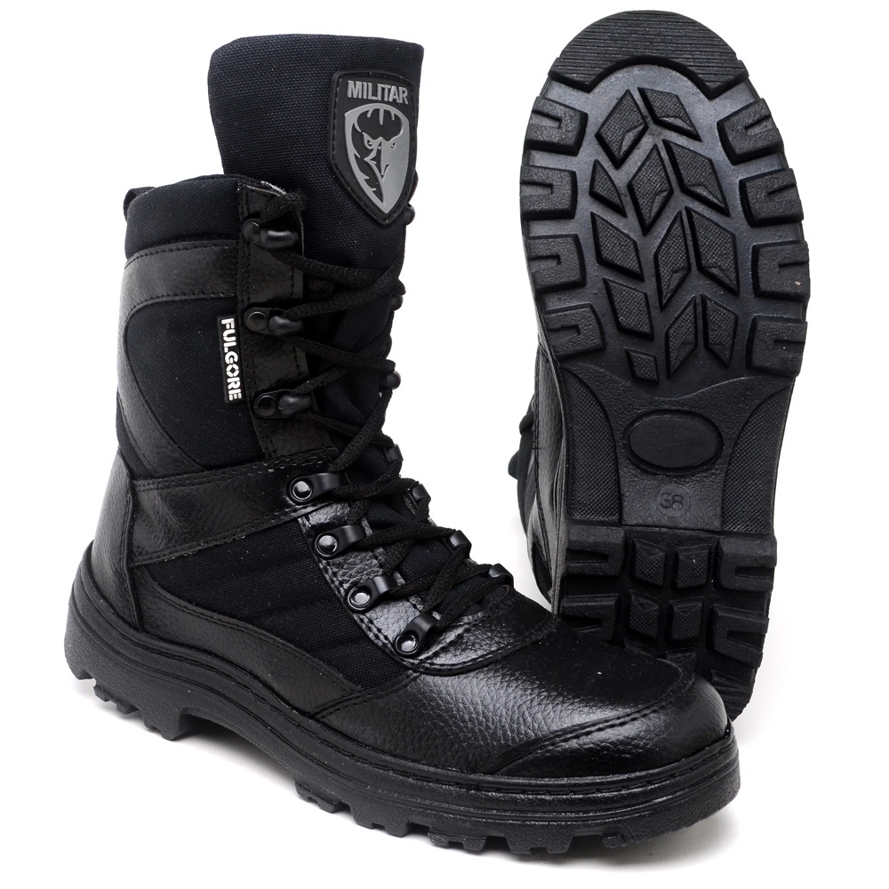 Bota Militar Tatico Coturno Exercito Segurança Policia Motociclista Em Couro Eco