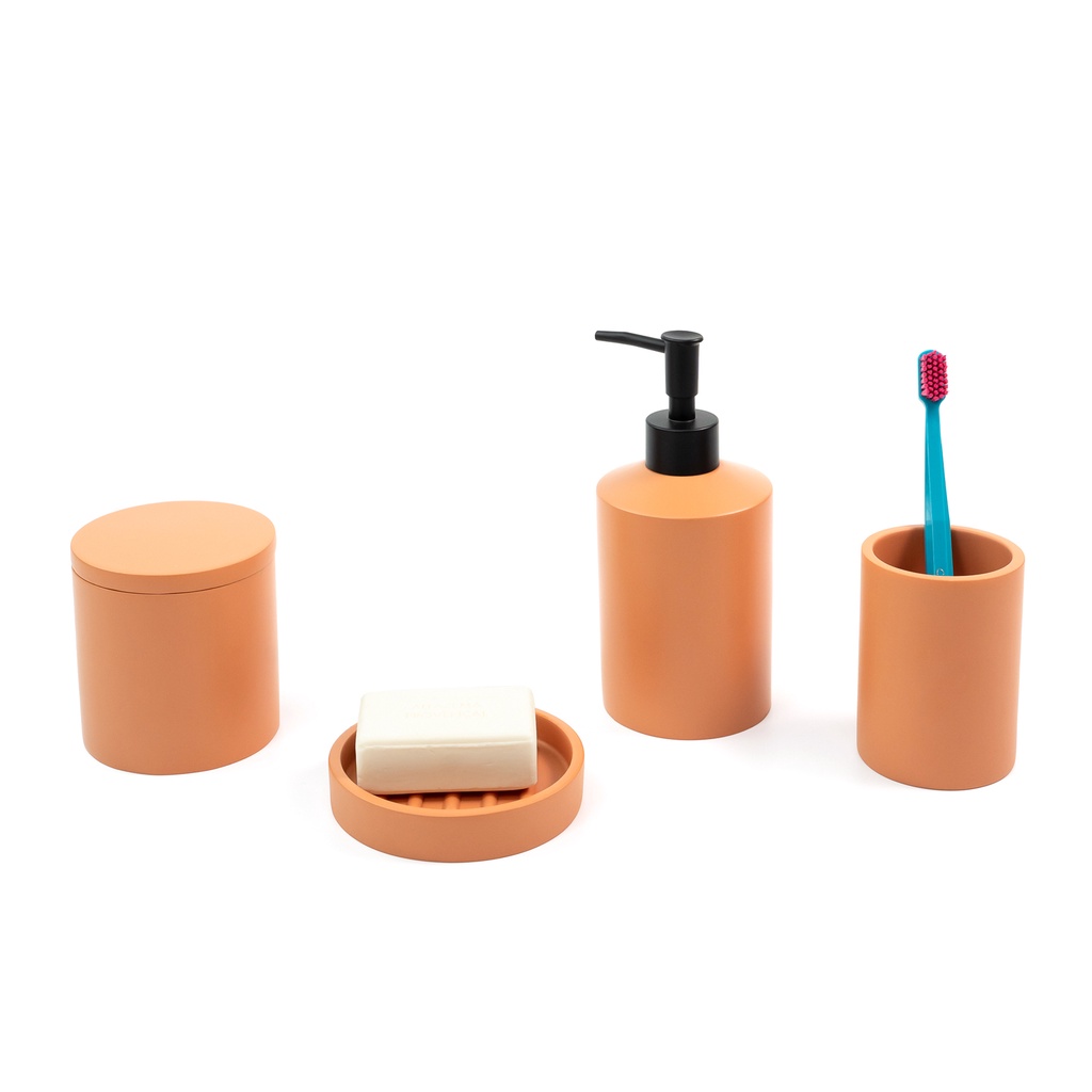 Detalhes do Porta objetos com tampa de resina minimal terracota - Oikos