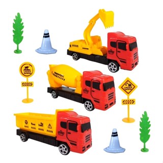 Kit Caminhões Construção Betoneira Caçamba e Escavadeira com Acessórios