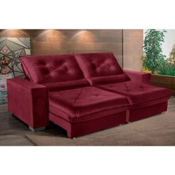 Sofá Retrátil e Reclinável 2,50m Suede Cancún Vinho