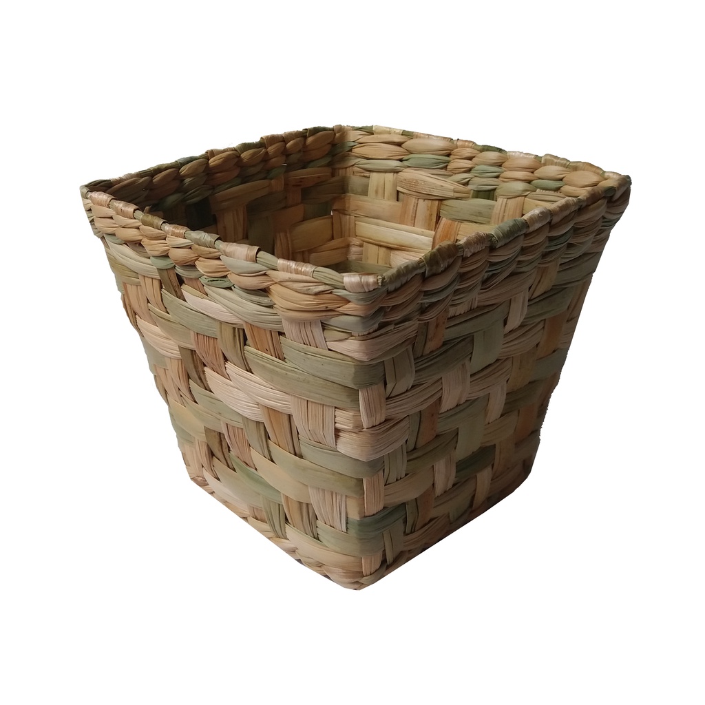 Cesto Cachepô Caixa Vaso Porta Violeta Palha da Taboa Vime Organizadora P 14x14x14