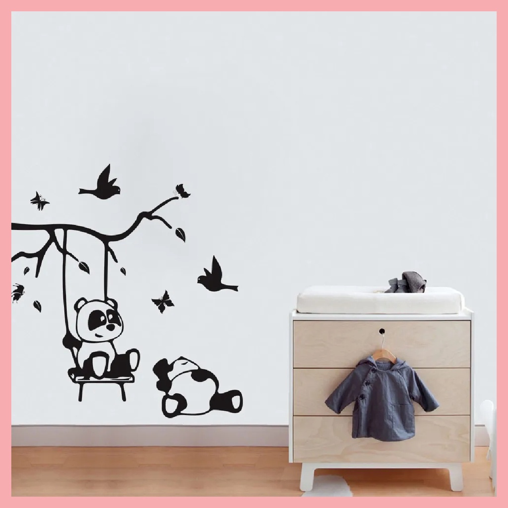 Adesivo de parede decorativo - Pandas brincando (0,65x0,60)