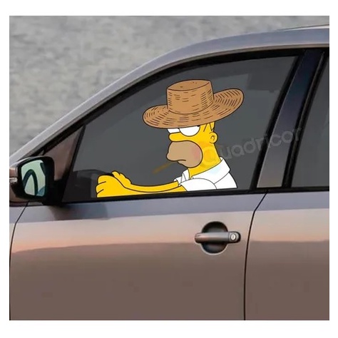 Adesivo Homer Simpson Interior Palha Caminhão Vidro Carro