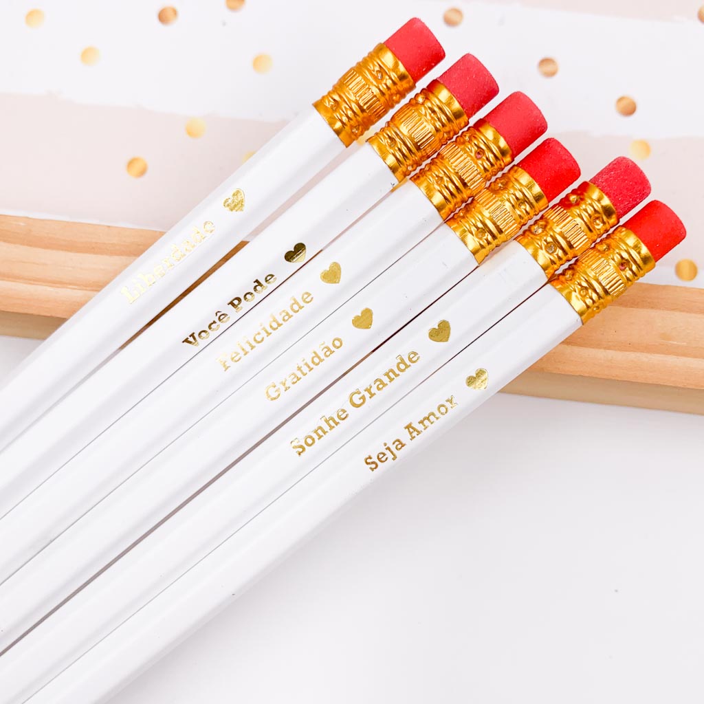 Lápis Hb Frases Branco - Blister 6 Und