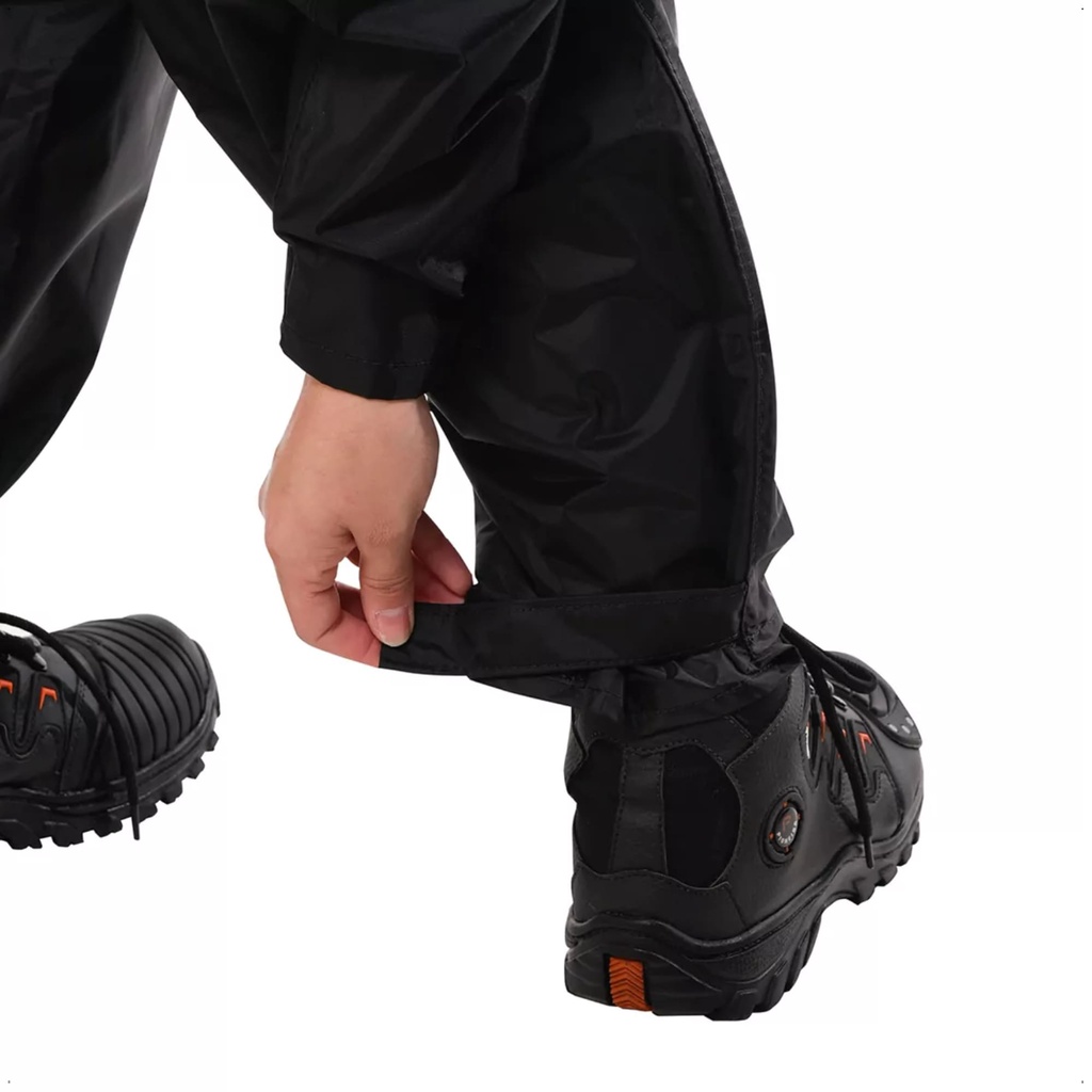Detalhes do Conjunto Capa de Chuva Feminino Tamanho M Preto Impermeável Motoqueiro Nylon 0,20mm Pioneira - 1801-F-PRE-M