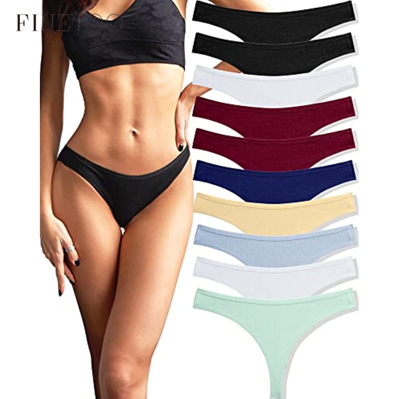 FINETOO 10Pcs/Pacote Tangas De Algodão Para Mulheres Calcinha Feminina De Senhora De Baixa Rise Sexy S-XL - Women Clothes