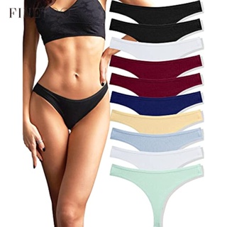 FINETOO 10Pcs/Pacote Tangas De Algodão Para Mulheres Calcinha Feminina De Senhora De Baixa Rise Sexy S-XL em Oferta na Shopee