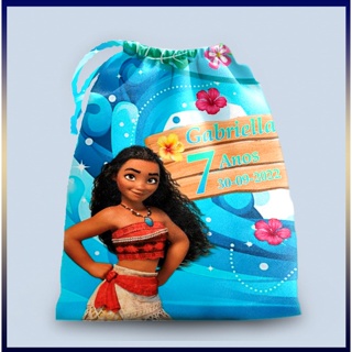 10 sacolinhas personalizada tecido MOANA ADULTA para lembrancinhas Festa de aniversario 30cmx20cm em Oferta na Shopee
