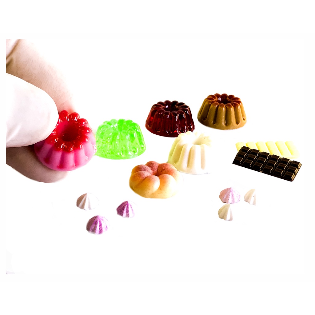 Kit Miniatura comida doces gelatina pudim choco simul14 unid comida mini CUTEBEE DIY Casa de boneca