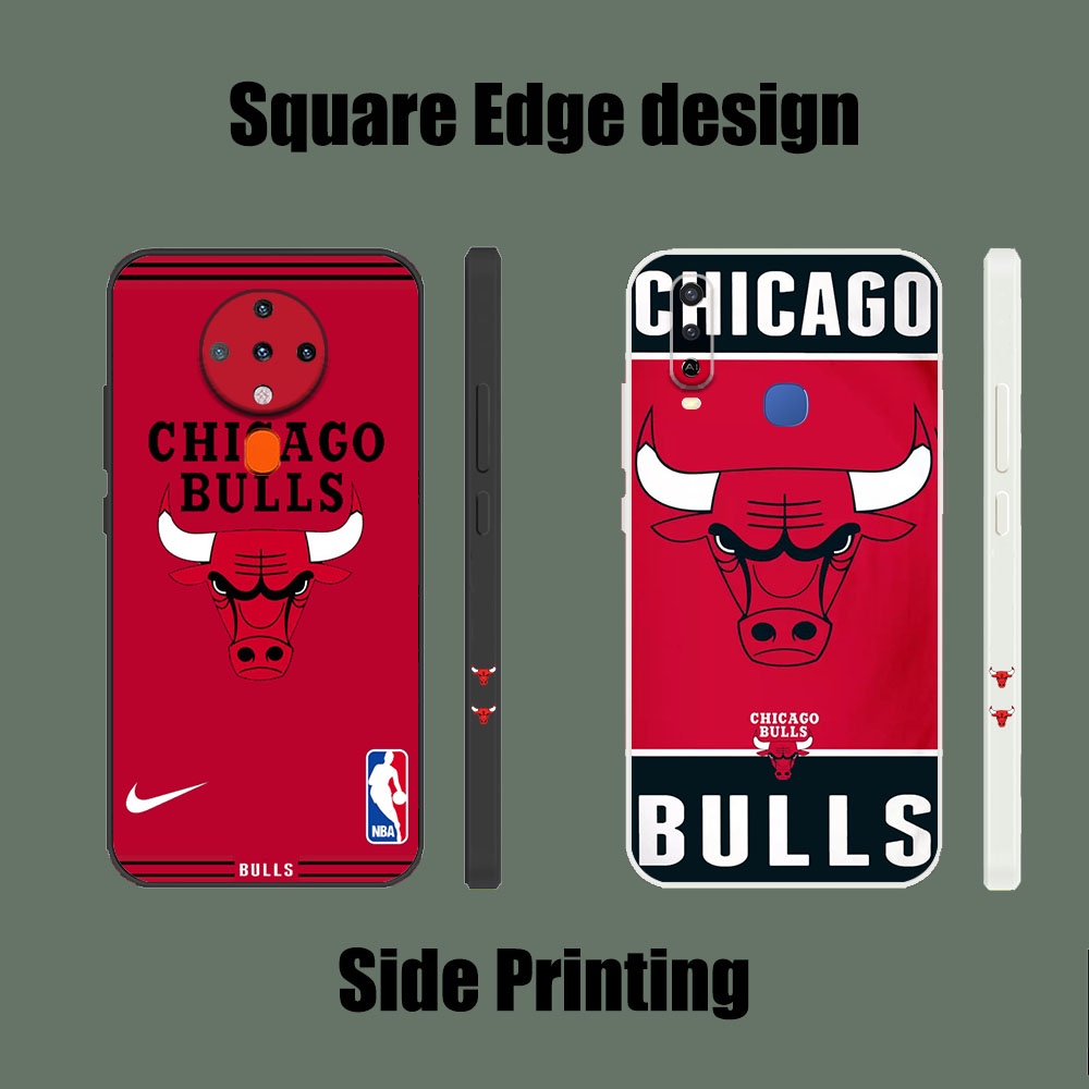 bulls Vintage chicago Logotipo Da Equipe NBA DRT25 Para iPhone X XS MAX XR 13 Pro 7 8 Plus Capa De Celular Borda Quadrada