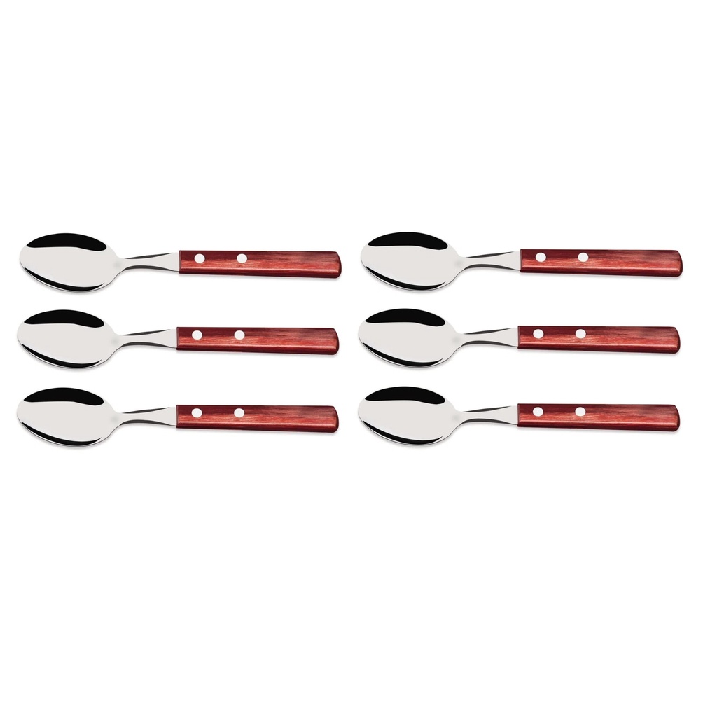 Colher Tramontina Cabo De Madeira Polywood vermelho Jogo 6pç
