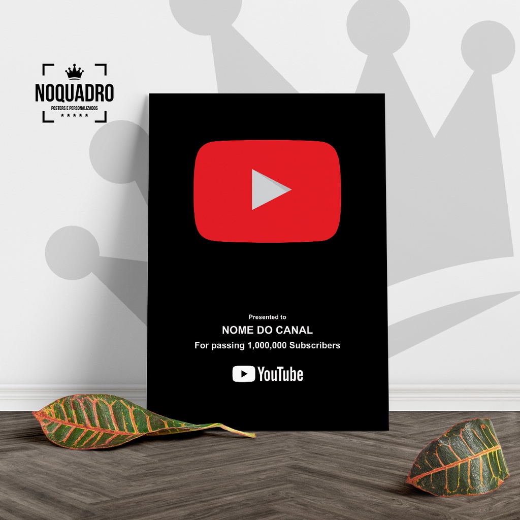 Placa Comemorativa Inscritos Youtube Personalizado mais Carta Comemorativa - Tamanho 19x28cm - Redes Sociais