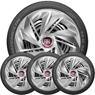 Kit 4 Calotas Aro 13 14 Esportiva Nitro Prata Preto Compativel com Palio Strada Siena Uno em Oferta na Shopee