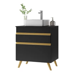 Gabinete de Banheiro Retrô Multimóveis 70 cm FG5024 Preto