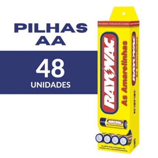 Tubo Pilha Amarelinha Rayovac Pequena Aa Com 48 Unidades