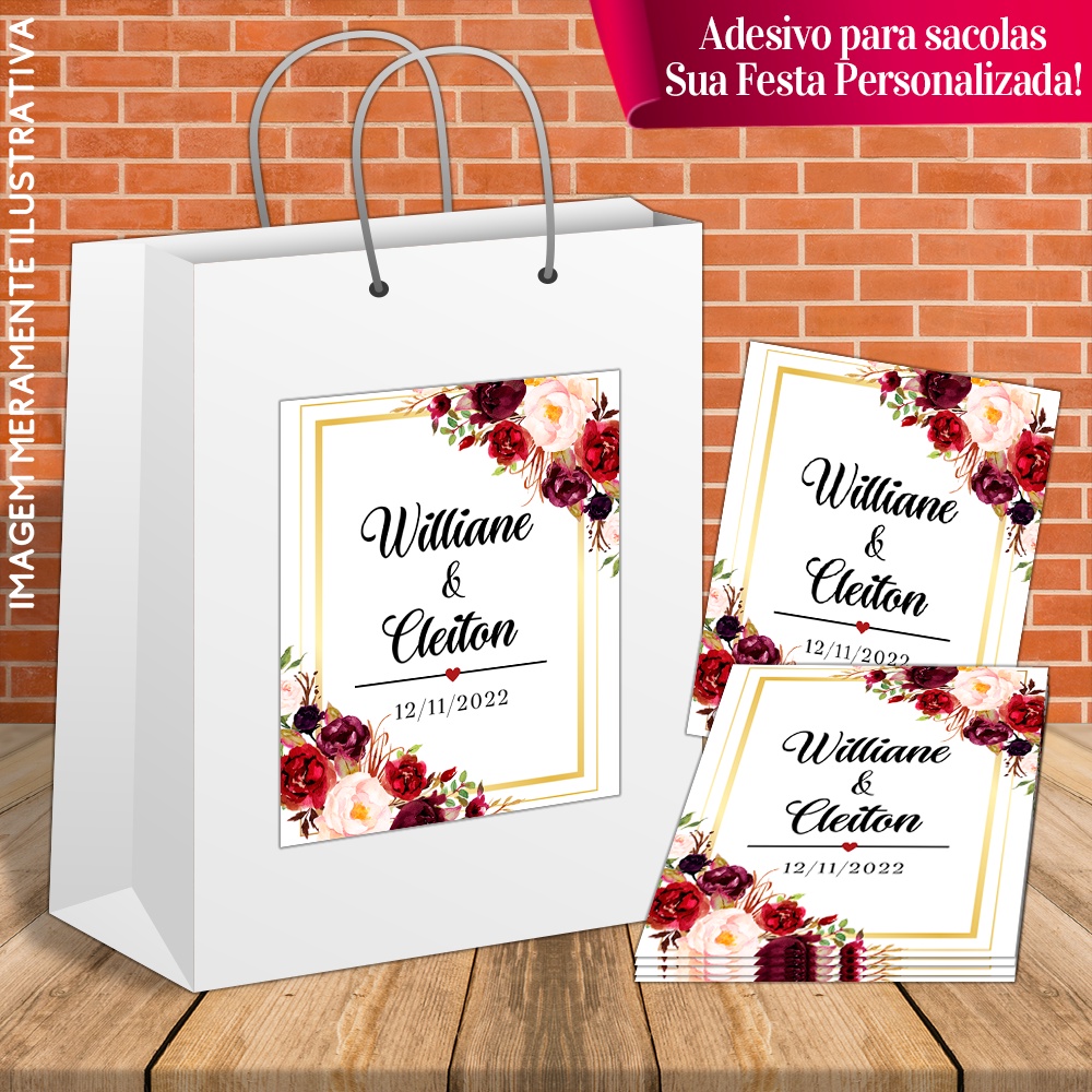 Adesivos Personalizados Para Sacolas de Casamento