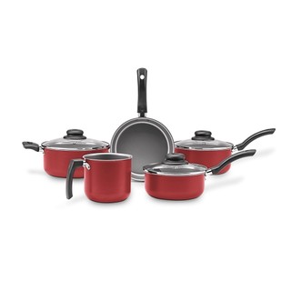 Jogo de Panelas Brinox Ruby 5 Peças Vermelho em Oferta na Shopee