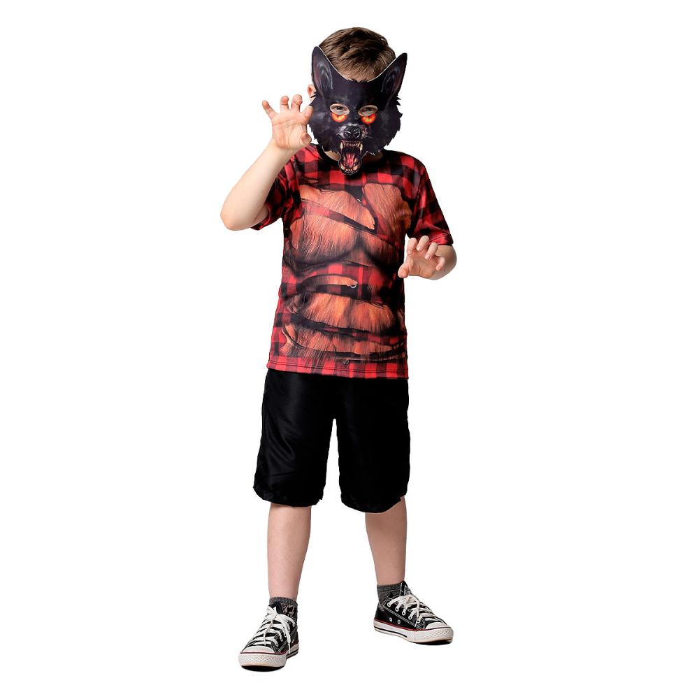 Fantasia de Lobisomem Infantil de Halloween Com Máscara em Oferta na Shopee