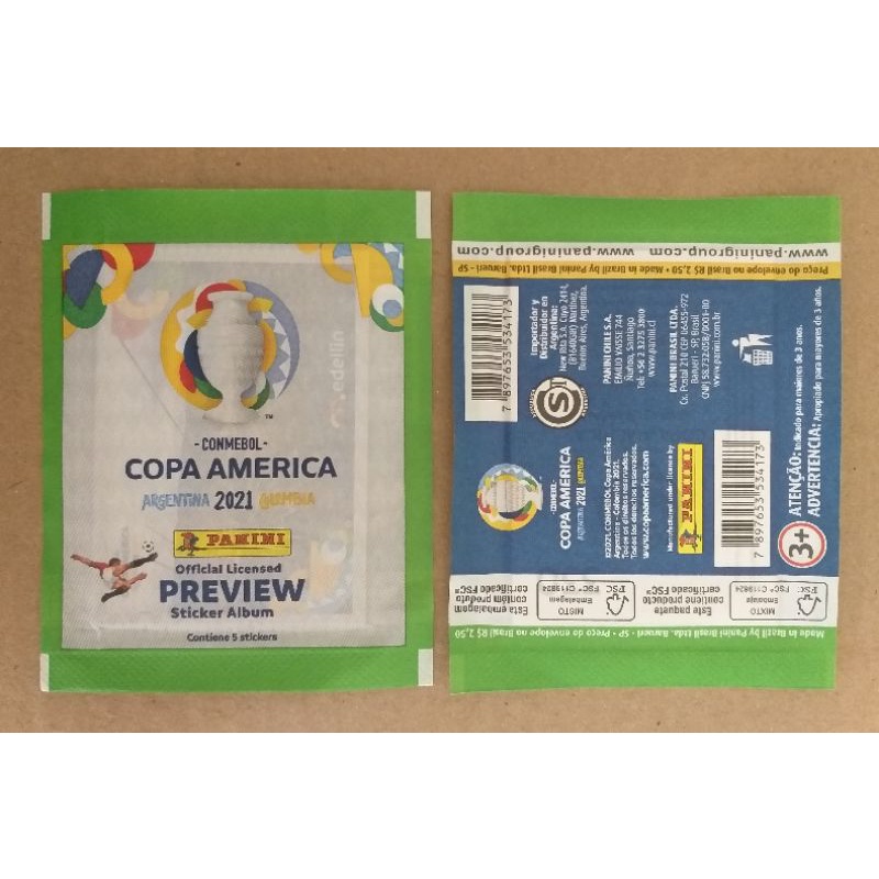 Envelope de Figurinhas - Lacrado - Copa América Preview - Argentina e Colômbia - 2021 - "Stickers" - Panini