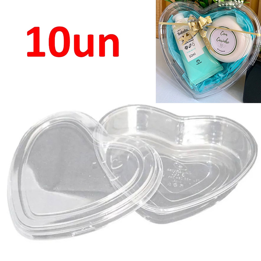 Embalagem De Coração Em Acetato Plástico Com 10 Peças