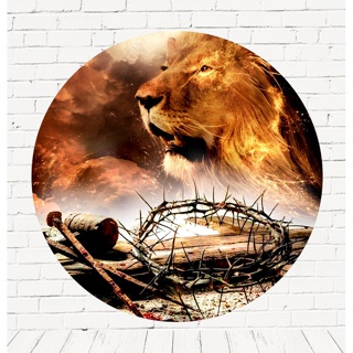 Painel Redondo Em Tecido Sublimado Leão Judá 1,50 em Oferta na Shopee