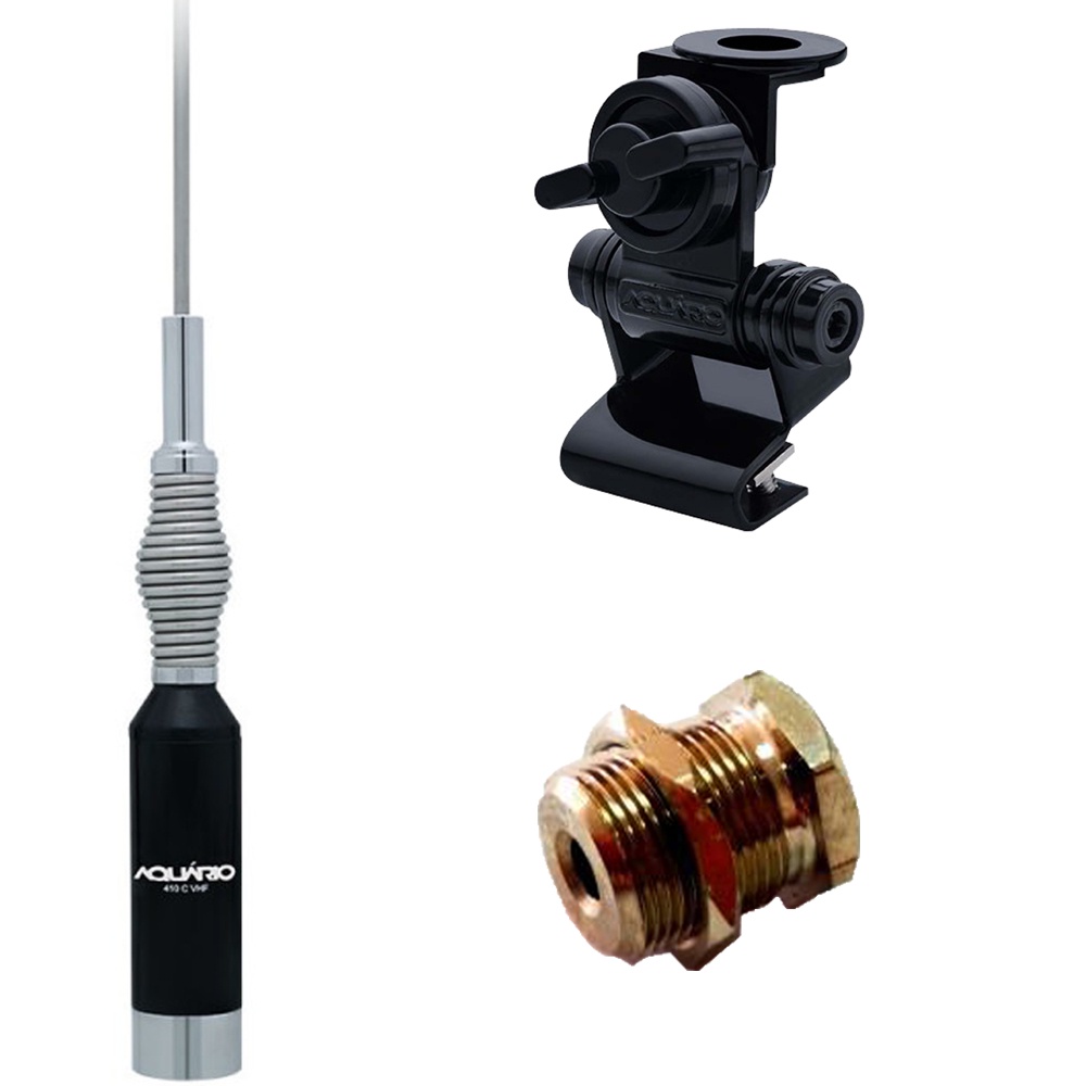 Kit Enfeite Antena Vhf M-410c 150cm Suporte Capô Porta Malas Parafuso Fixação