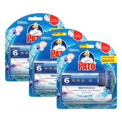 Kit 3 Refis Desodorizador Sanitário Pato Gel Adesivo Marine com Aplicador + 6 Discos cada