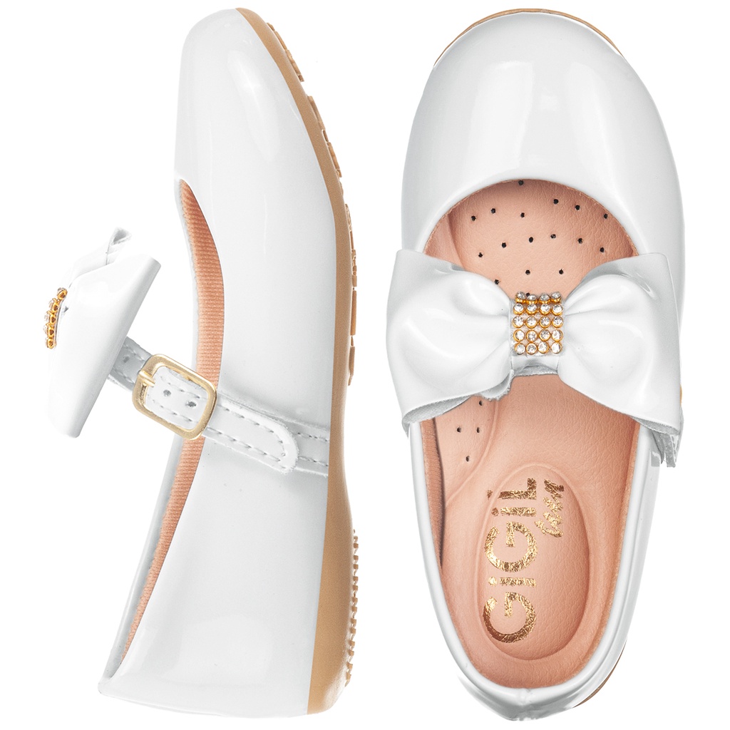 Sapatilha Infantil Sapato Laço Strass Brilho Leve Boneca Menina Salomé Rasteirinha Macio Confortável Festa Daminha Moda Atual Blogueira - Baby & Kids Fashion