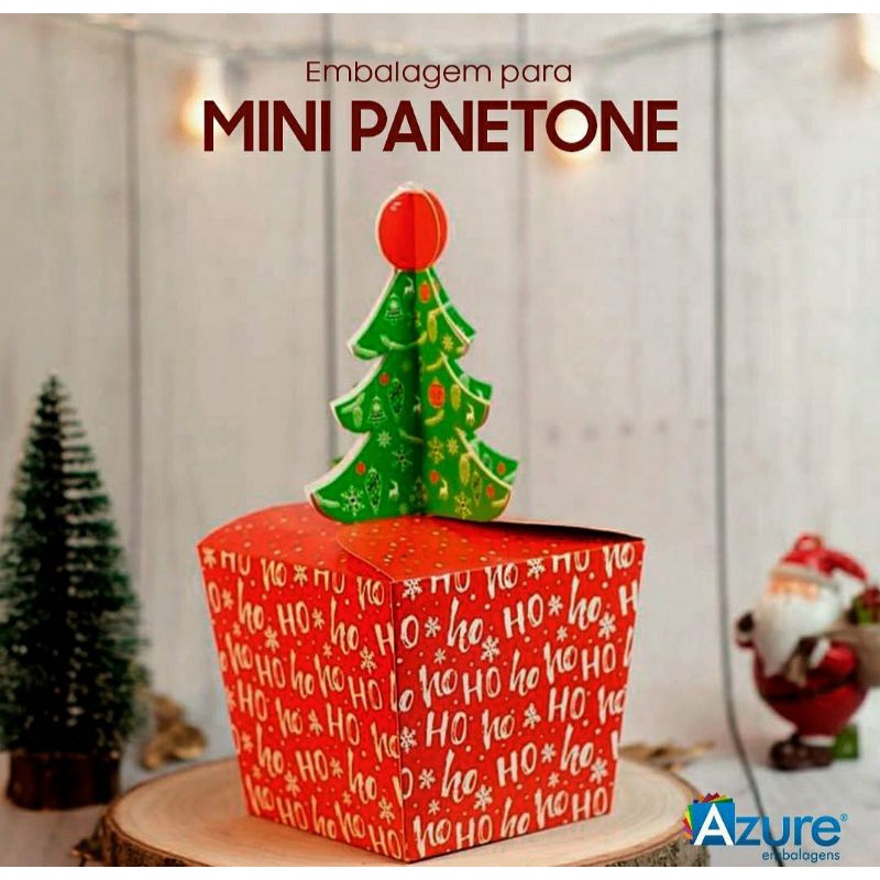 Embalagem árvore para mini Chocotone mini bolo doces brownie bolo de pote para natal com sinos