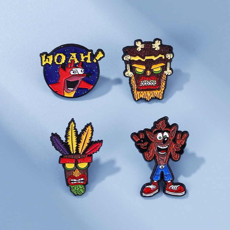 Anime Crash Bandicoot Esmalte Lapela Broche Alfinetes De Woah Aku Máscara Jogo De Aventura Presente Para Amigo em Oferta na Shopee