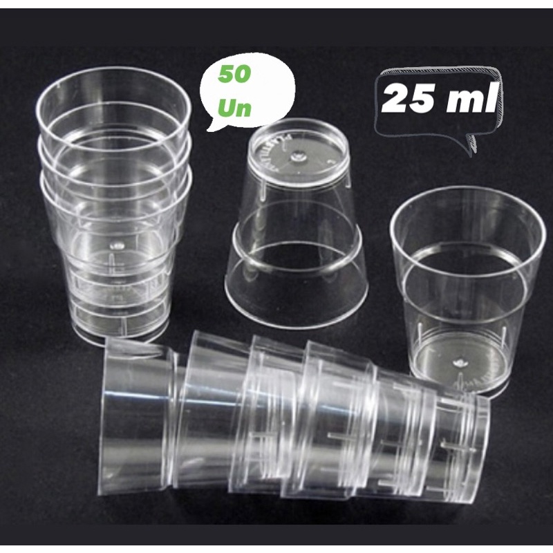50 MINI COPINHOS CRISTAL ACRÍLICO 25ML – PARA BRIGADEIRO E DOCES em Oferta na Shopee
