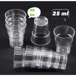50 MINI COPINHOS CRISTAL ACRÍLICO 25ML DESCARFEST– PARA BRIGADEIRO E DOCES (CHOCO)