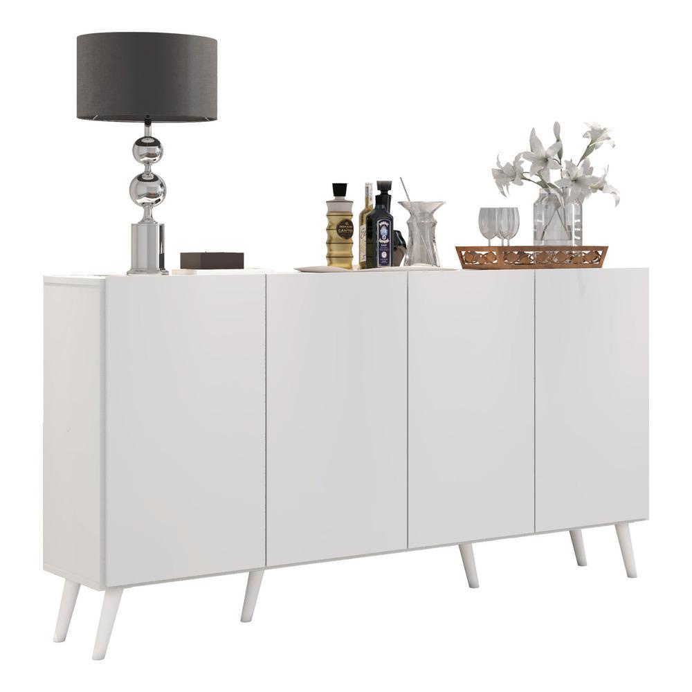 Aparador Buffet Retrô Multimóveis Veneza 4 Portas FG3556 Branco em Oferta na Shopee