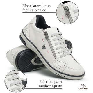 Sapatênis Masculino Couro Casual Com Ziper Anti stress Moderno