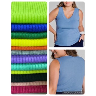 Regata Feminina Gola V Plus Size Canelada