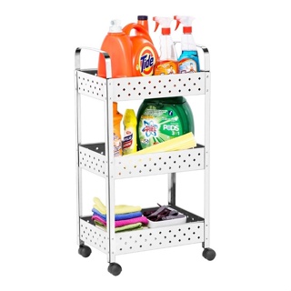Fruteira Cesto Organizador Em Inox 3 Andares C/ Rodinhas em Oferta na Shopee
