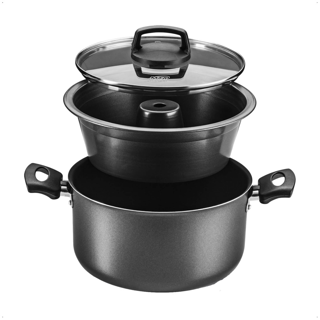 Panela para Pudim 3 em 1 Antiaderente Superflon Forma Pudim Alças Antitérmico 3,2L MTA - 8968 em Oferta na Shopee