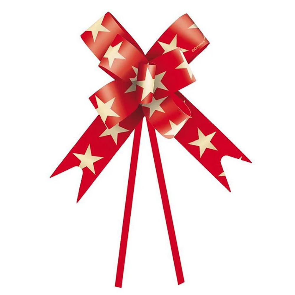 Laço Fácil Estrela Vermelha e Ouro - 10 unidades - Tam. 32mm - Stationery