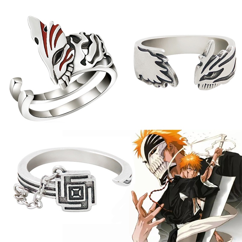 Anime BLEACH Anel Kurosaki Ichigo Metal Anéis De Casal Ajustáveis Cosplay Fashion Acessório Jóias Presentes