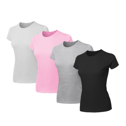 Kit 4 Camisetas Baby Look Feminina New Basics Slim Fit Gola Redonda 100% Algodão
