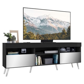 Rack Retrô com Espelho para TV até 65" Multimóveis Paris FG3332 com 2 Portas Preto/Branco em Oferta na Shopee